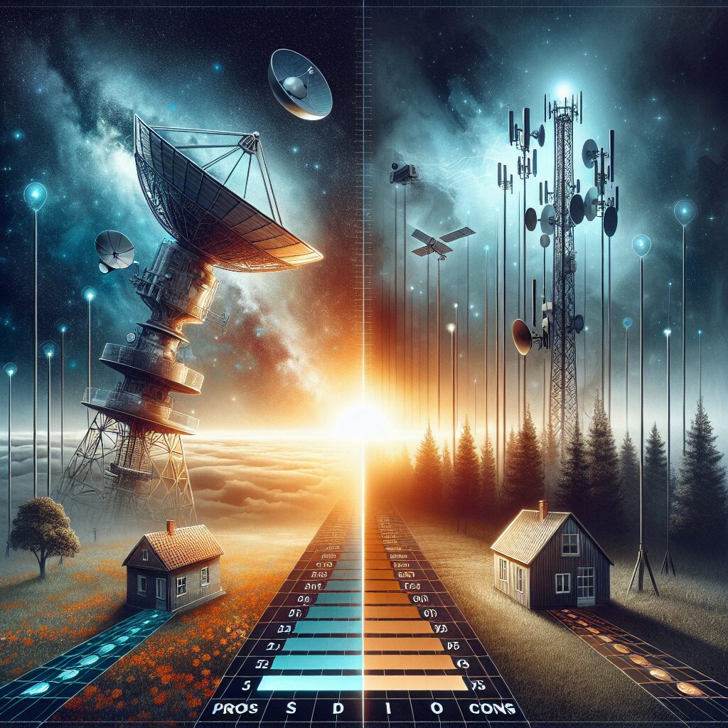 satellite vs fixed wireless illustration for Satellite Internet vs Fixed Wireless: Which Works Better for You?